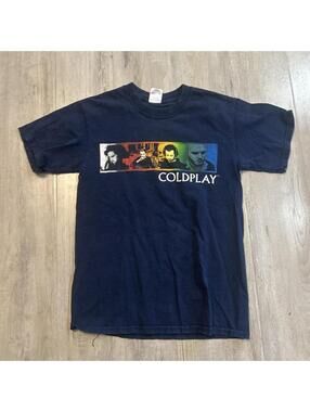 Coldplay Men's Navy and Blue Tshirt